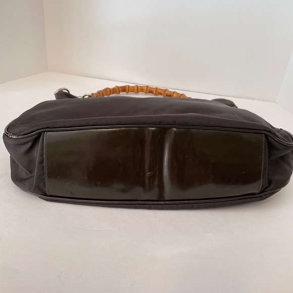 Gucci Brown Nylon Bamboo handle Shoulder Bag/ Rare Vintage - Picture 9 of 16